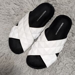 REBECCA MINKOFF Women's White PU Tammi Slides